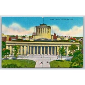 Postcard Ohio Columbus State Capitol Doric Architecture C1950s OH Vintage